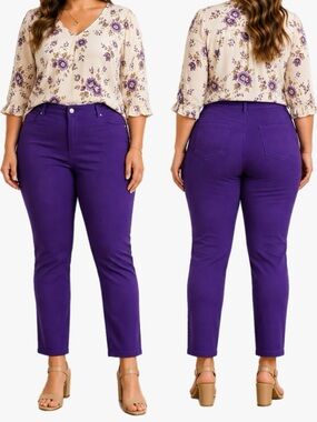 Cato Purple Stretch Straight Ankle Pants Plus Size 18W Career Casual